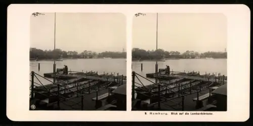 Stereo-Fotografie NPG, Ansicht Hamburg, Blick vom Rudererhafen auf die Lombardsbrücke