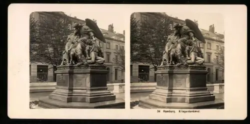 Stereo-Fotografie NPG, Ansicht Hamburg, das Kriegerdenkmal