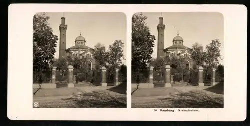 Stereo-Fotografie NPG, Ansicht Hamburg, das Krematorium