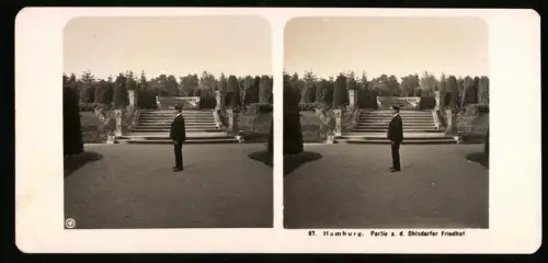 Stereo-Fotografie NPG, Ansicht Hamburg, Partie auf dem Ohlsdorfer Friedhof