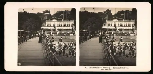 Stereo-Fotografie NPG, Ansicht Neumühlen b. Hamburg, Blick zum Fährhaus von der Dampfschiffbrücke