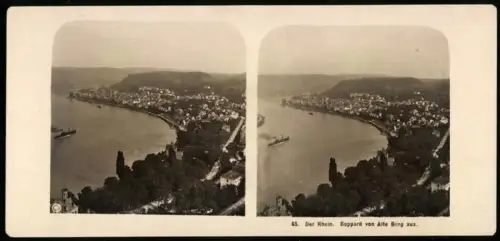 Stereo-Fotografie NPG, Ansicht Boppard, Blick auf den Ort mit Rheinpartie