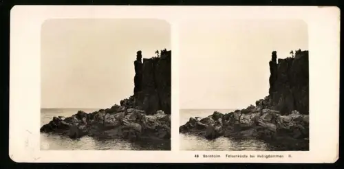 Stereo-Fotografie NPG, Ansicht Gudhjem, Felsenküste bei Helligdommen