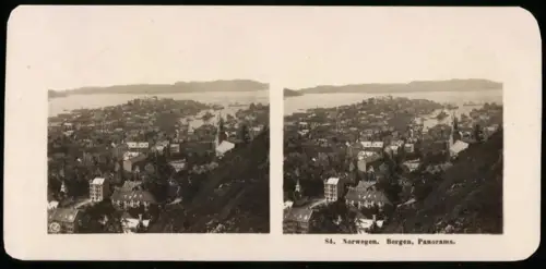Stereo-Fotografie NPG, Ansicht Bergen, Panorama der norwegischen Stadt