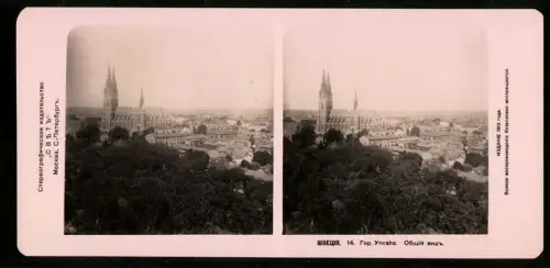 Stereo-Fotografie NPG, Ansicht Uppsala, Blick über die Stadt mit dem Dom