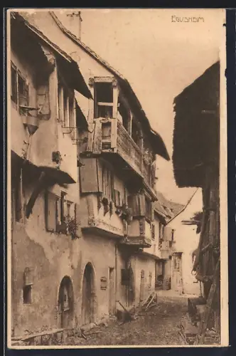 AK Eguisheim, Ortspartie mit alten Häusern