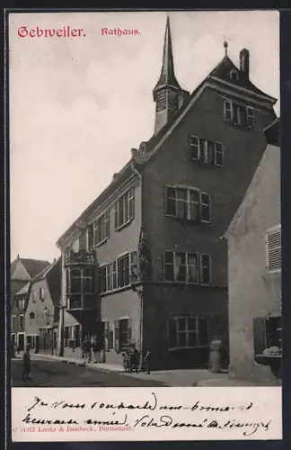 AK Gebweiler, Rathaus mit Strassenpartie