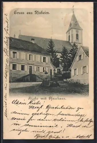 AK Rixheim, Kirche mit Pfarrhaus