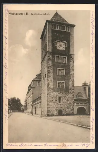 AK Mülhausen i. E., Totalansicht der Teufelsturmschule