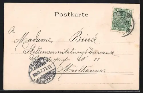 AK Sulz /O. E., Strassenpartie mit Kirche