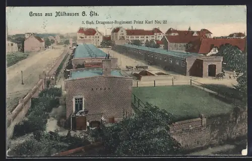 AK Mülhausen /O. Els, 3. Bad. Dragoner-Regiment Prinz Karl No. 22