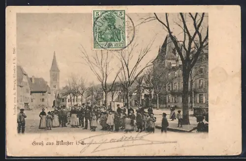 AK Münster i. E., Strassenpartie mit Kindern