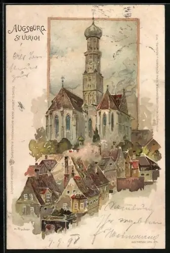 Lithographie Augsburg, St. Ulrich