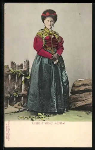 AK Lechthal, Frau in Tiroler Tracht