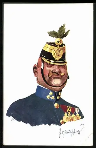 Künstler-AK Fritz Schönpflug: Soldat in Uniform mit Orden