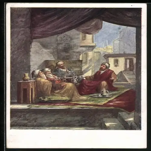Künstler-AK Türkisches Kaffeehaus