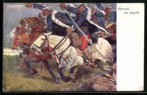 AK Rotes Kreuz Nr. 196, Honved im Angriff