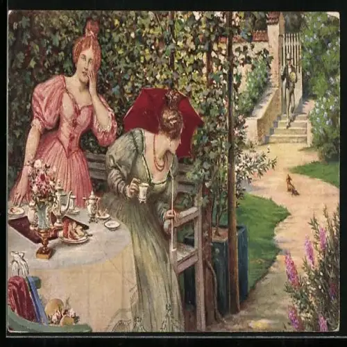 Künstler-AK Feierliche Werbung, Biedermeier