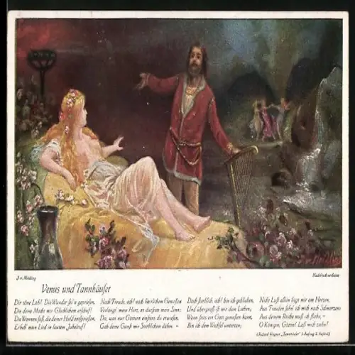 Künstler-AK Tannhäuser, Venus und Tannhäuser