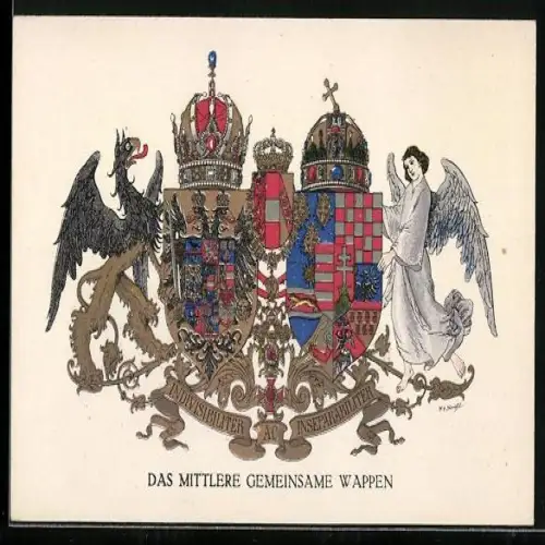 AK Rotes Kreuz Nr. 288: Das mittlere gemeinsame Wappen, Drachen und Engel