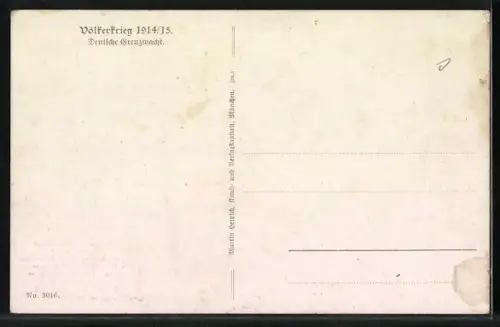 AK Deutscher Grenzsoldat auf Wacht, Propaganda 1. Weltkrieg