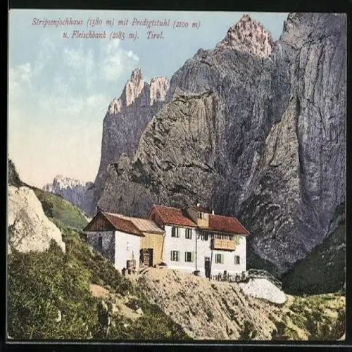 AK Stripsenjochhaus, Berghütte mit Predigtstuhl u. Fleischbank