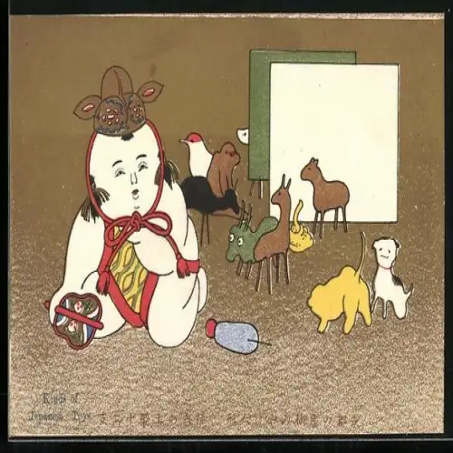 Künstler-AK Kinds of Japanese Toys, Japanische Kunst, Puppe