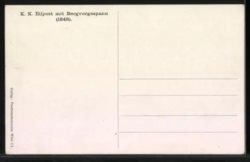 AK K. K. Eilpost mit Bergvorgespann, Postkutsche 1848