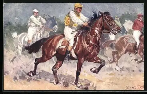 Künstler-AK Ludwig Koch: Reiter bei einem Pferderennen
