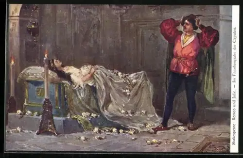 AK William Shakespeare, Romeo und Julia, Im Familiengrabe der Capulets