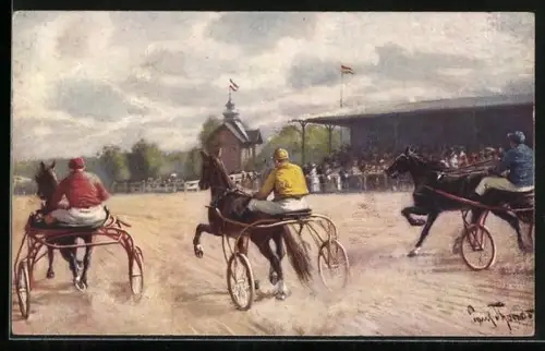 AK Szene eines Trabrennens