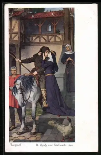 AK Königin küsst den Reiter, Parsival