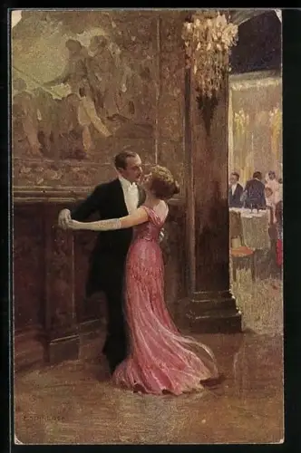 Künstler-AK E. Schneider: Walzertraum, Liebespaar beim Walzertanz schaut sich in die Augen