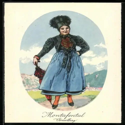 AK Frau in Trachten aus Montafontal