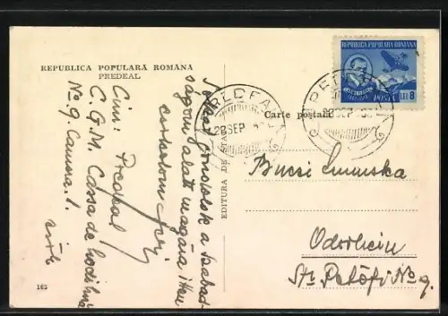 AK Predeal, Ortsansicht aus der Vogelschau im Winter