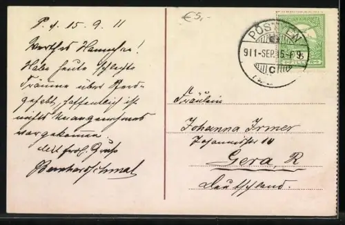 AK Pöstyén, Vagpartie mit Häusern am Ufer