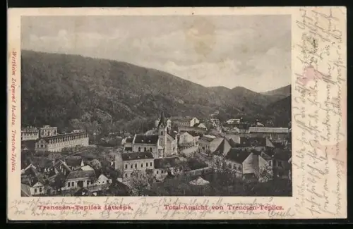AK Trencsén-Teplicz, Teilansicht mit Kirche