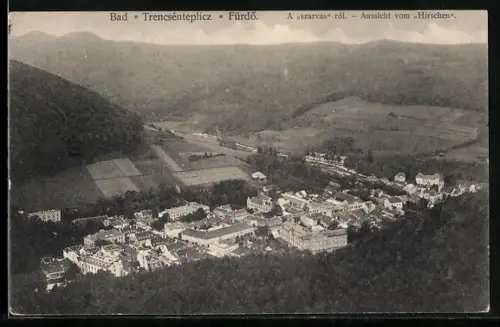 AK Bad-Trebcsénteplicz-Fürdö, Aussicht vom Hirschen