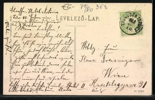 AK Bad-Trebcsénteplicz-Fürdö, Aussicht vom Hirschen