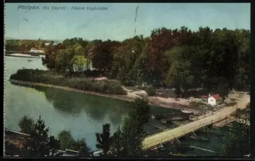AK Pöstyén, Kleine Vagbrücke aus der Vogelschau