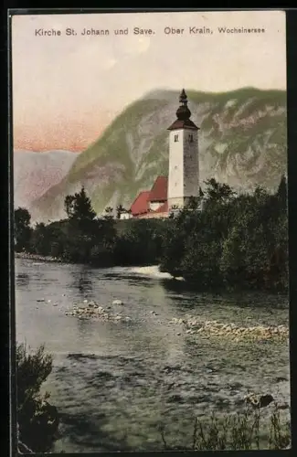 AK Ober Krain, Kirche St. Johann & Save