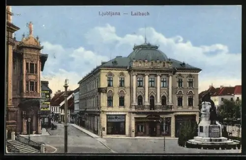 AK Ljubljana / Laibach, Ortsansicht mit Denkmal