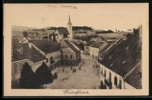 AK Windischfeistritz, Strassenpartie mit Kirche u. Fernblick aus der Vogelschau
