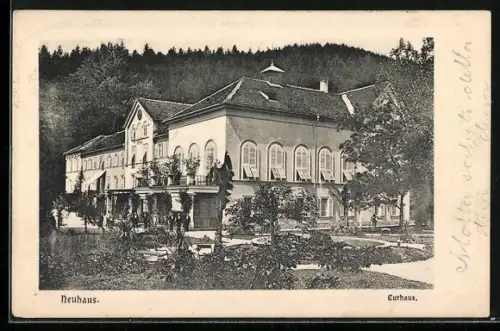 AK Neuhaus, Kurhaus, Gebäude mit Parkanlage