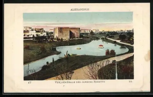 AK Alexandrie, Vue Générale des Jardins Rosette