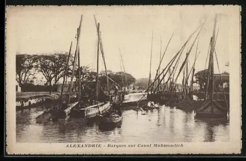 AK Alexandrie, Barques sur Canal Mahmondich