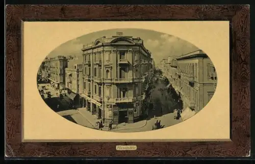 AK Alexandria, Strassenpartie aus der Vogelschau im Passepartout