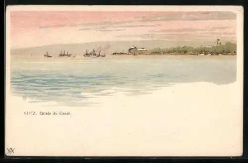 Künstler-AK Suez, Entrée du Canal