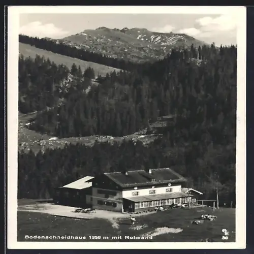 AK Schliersee, Gasthof Bodenschneidhaus, Gasthaus mit Bergen, Inh. Ehrenberger