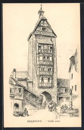 Künstler-AK Riquewihr, Vieille porte